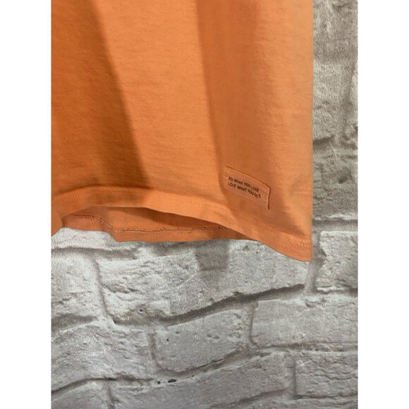 Life is Good V Neck Crusher Tee Shirt Guitar Music Sunset Classic Peach Orange L - Picture 4 of 8